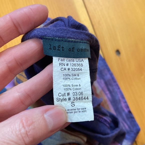 LEFT OF CENTER S Silk Tank Top w/Contrasting Cotton Material Mixed Media - Picture 2 of 4